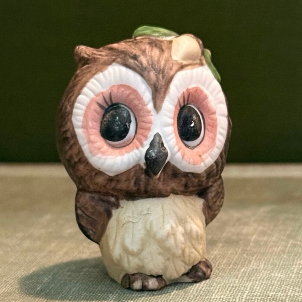 Josef Originals Mini Owl • George Good 1975 • Pink Eyes • 1.75”